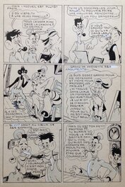 Lucien Carton - Carton Lucien ( après Rey Atelier Chott ) Planche Originale 3 Cap' tain Paf 9 Roi du stade - Humour Bd Rc 1953 Pierre Mouchot - Comic Strip