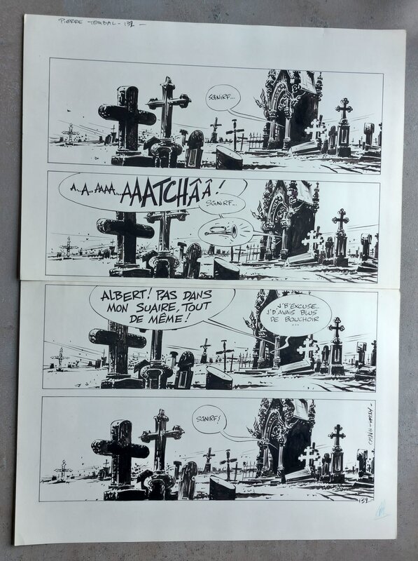 For sale - Planche originale 132 encrée de Pierre Tombal signée Marc Hardy et Cauvin - Comic Strip